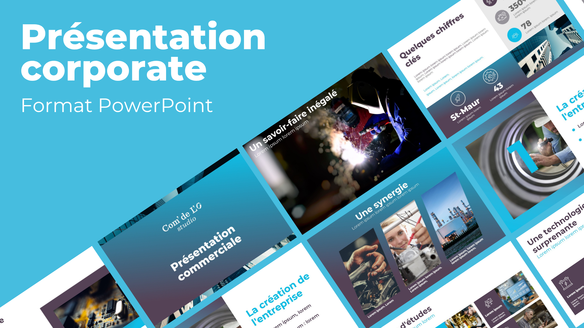 Template PowerPoint Corporate Bleu Turquoise – Secteur BTP & Industrie